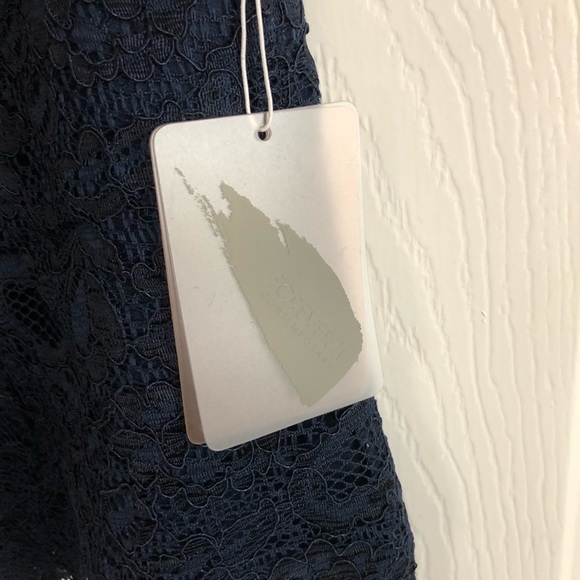 [ Sold ]  Navy Blue Lace Forever 21 Contemporary Blouse, L - Picture 2 of 4